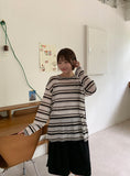 Ronmade Linen Stripe Long Sleeve Tee