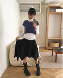 Bren cap sleeved cropped short-sleeved knit