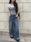 Liam Washed Denim Long Wide Pants