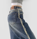 Side Surgery Point Hip Point Long Wide Denim Pants