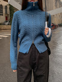 Baguette two-way cable knitwear zip-up