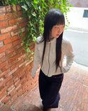 Muhi No Collar Neck Strap Two-Button Two-Pocket Crop Jacket