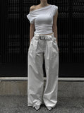 Drape Boat Neck One Shoulder Off Tee