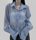 Wilbeu Choker See-Through Shirt