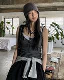 Yojeu Button Ribbed Layer Sleeveless