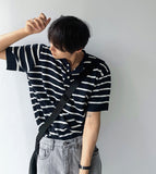 Dangara Henry Neck Short Sleeve Knit