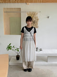 Chyuiko Pintuck Lace Layered Button Long One Piece