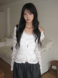 Keusi Rose See-through Lace Hood Zip-Up