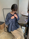 [BAONHAUS] Lumie Check Ribbon Blouse