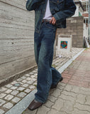 Morgan Corduroy Patch Wide Denim Pants