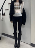 Argyle See-Through Long Sleeve T-Shirt