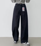 Winter Non-Fade Peach Fuzz Non-Span Long Wide Denim Pants