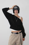 OFF-SHOULDER CROP SWEAT