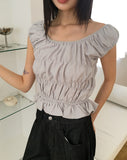 [Two Way] Furen Off-Shoulder Shirring Frill Sleeveless Blouse