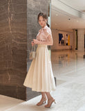 Cellua Pleated Flare Long Skirt