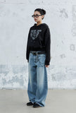 (W) WASHED DENIM PANTS