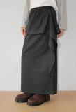 (WOOL) TIE STRAP LAYERED SKIRT