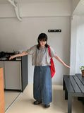 Delg Summer Slit Denim Long Skirt