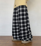 Roncoy Banding Brushed Check Wide Pants