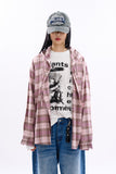 Flannel hooded over check shirt