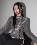 [Scarf Set] Pring Flower Printed Round Long Sleeve T-shirt