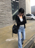 Roble Back Pocket Bootcut Washing Denim Pants