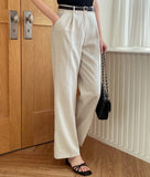 Hidel Linen Basic Pintuck Slacks