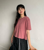 Ranme Pigment Round Crop Short Sleeve Tee