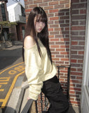 Tempu Star Studded Sleeve Shirred Off-Shoulder Sweatshirt