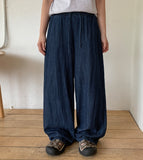 Nenbi banding wide denim pants