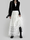 Feather See-Through Tiered Skirt