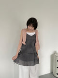 Ranmin Check Summer Sleeveless Layered One Piece