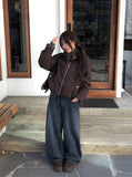 Hino Fluffy Fur Collar Pocket Jumper