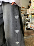 Hatori Washing Heart Balloon Wide Denim Pants