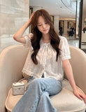Sedel Lace Flower Embroidery Blouse