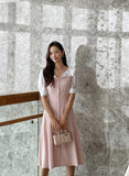Jerin Color Matching Collar Flare One Piece