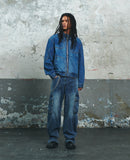HEM BUTTON UTILITY CARGO DENIM PANTS