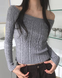 Linko cable slim fit off-shoulder knit
