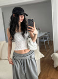 Cherry ribbed square crop top