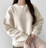Wool Acrylic Blend V-neck Loose Fit Avant Knit