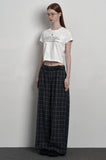 [mnem] easy check wide pants