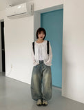 [unisex] Zenly Curve Denim Balloon Pants