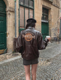 One de lock patch embroidery leather jumper