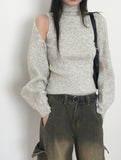 Ankha button knitwear Turtleneck sleeveless bolero set
