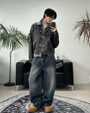 PL Curved Washed Denim Pants