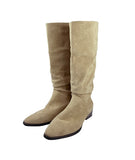 Suede shirring half boots