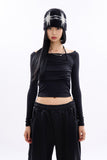 Vera halter top layered crop long sleeve