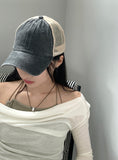 [Wool 30] Newel Modal Draping Ballet Core Off Shoulder Long Sleeve T-shirt