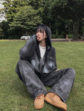 Boosting tie-die damage wide denim pants