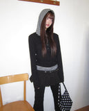 Gian High Neck Color Matching Fleece Hood T-shirt